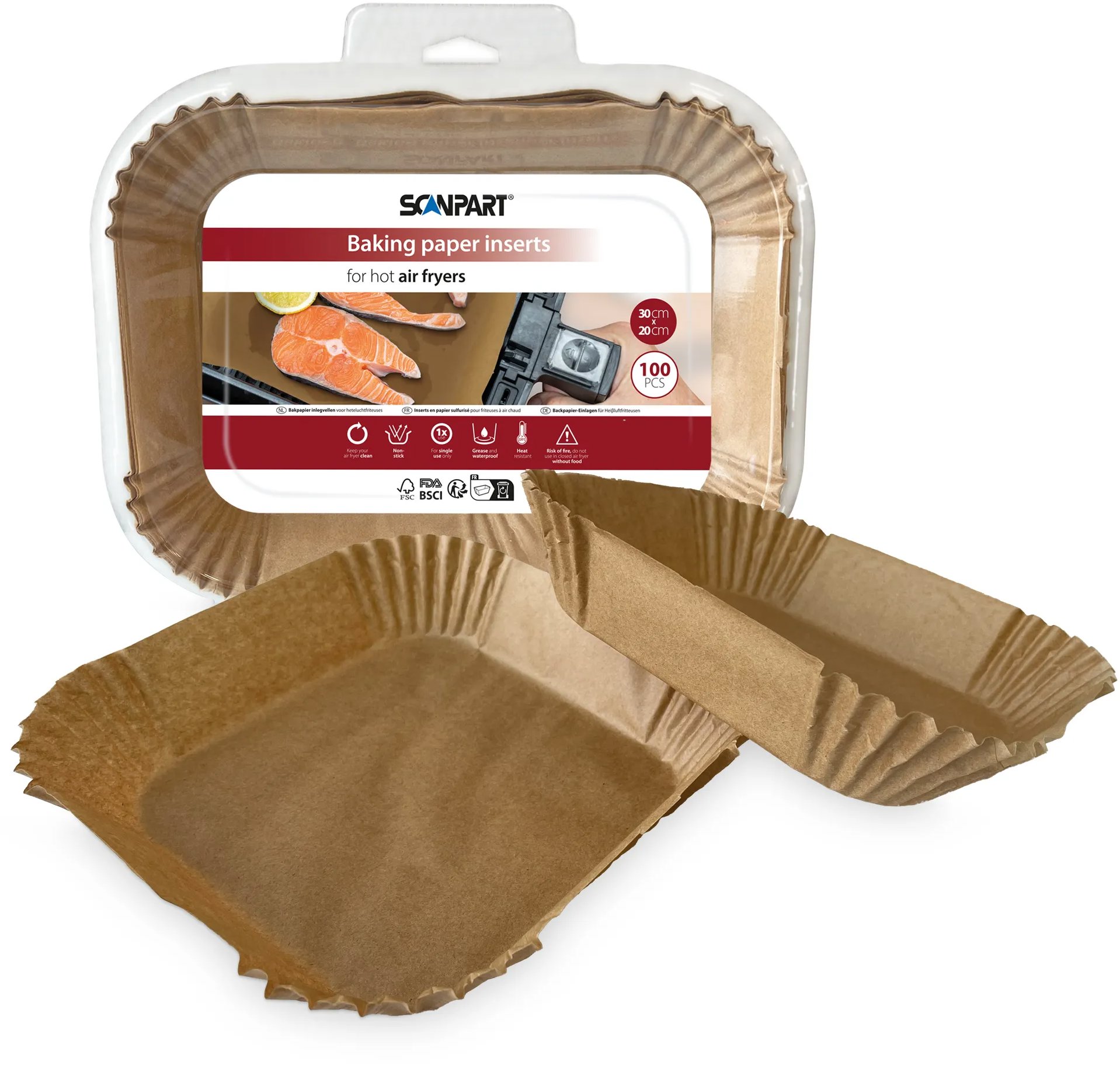 ScanPart Papír na pečení do horkovždušných fritéz 30 × 20 cm 100 ks