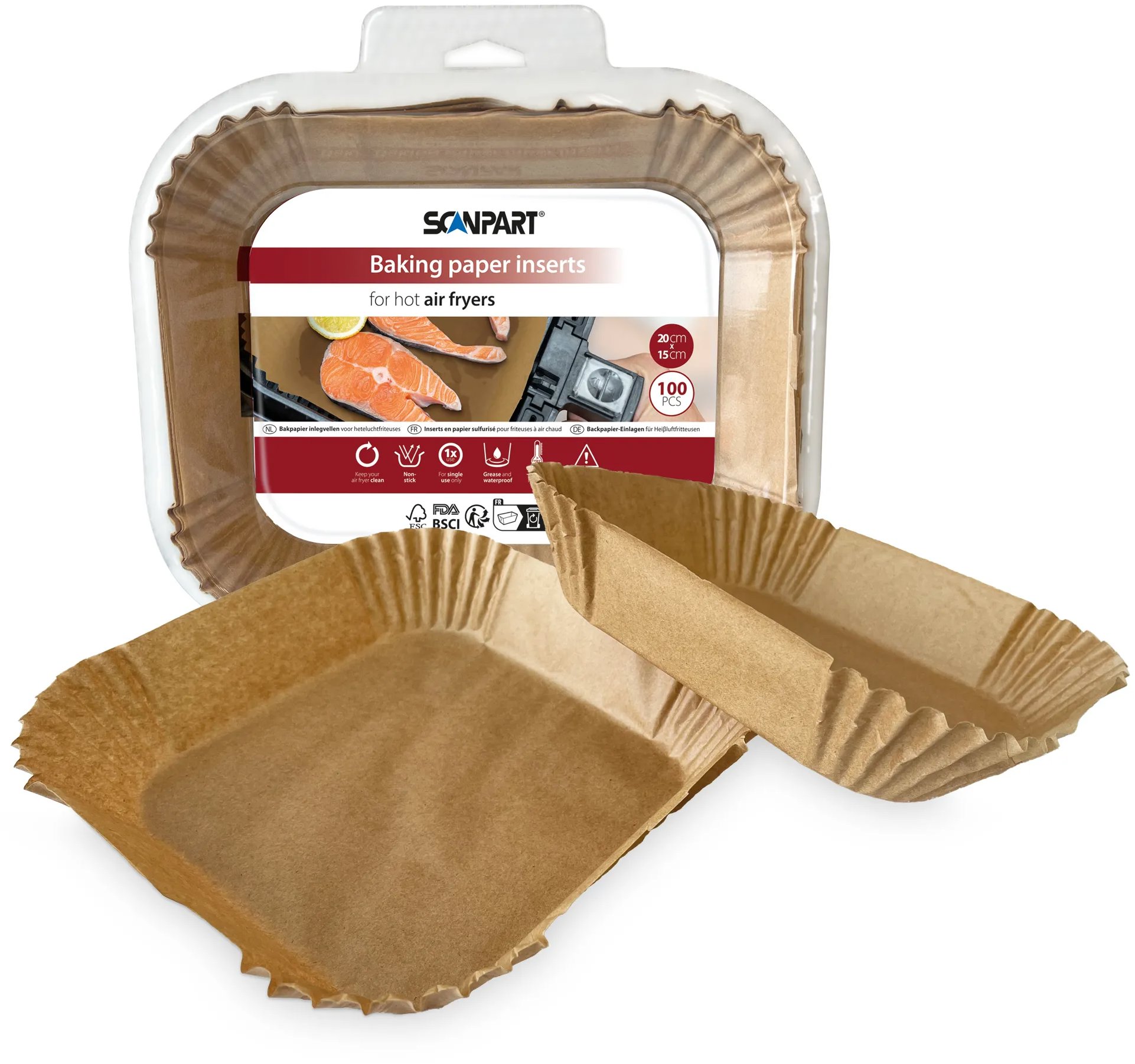 ScanPart Papír na pečení do horkovždušných fritéz 20 × 15 cm 100 ks