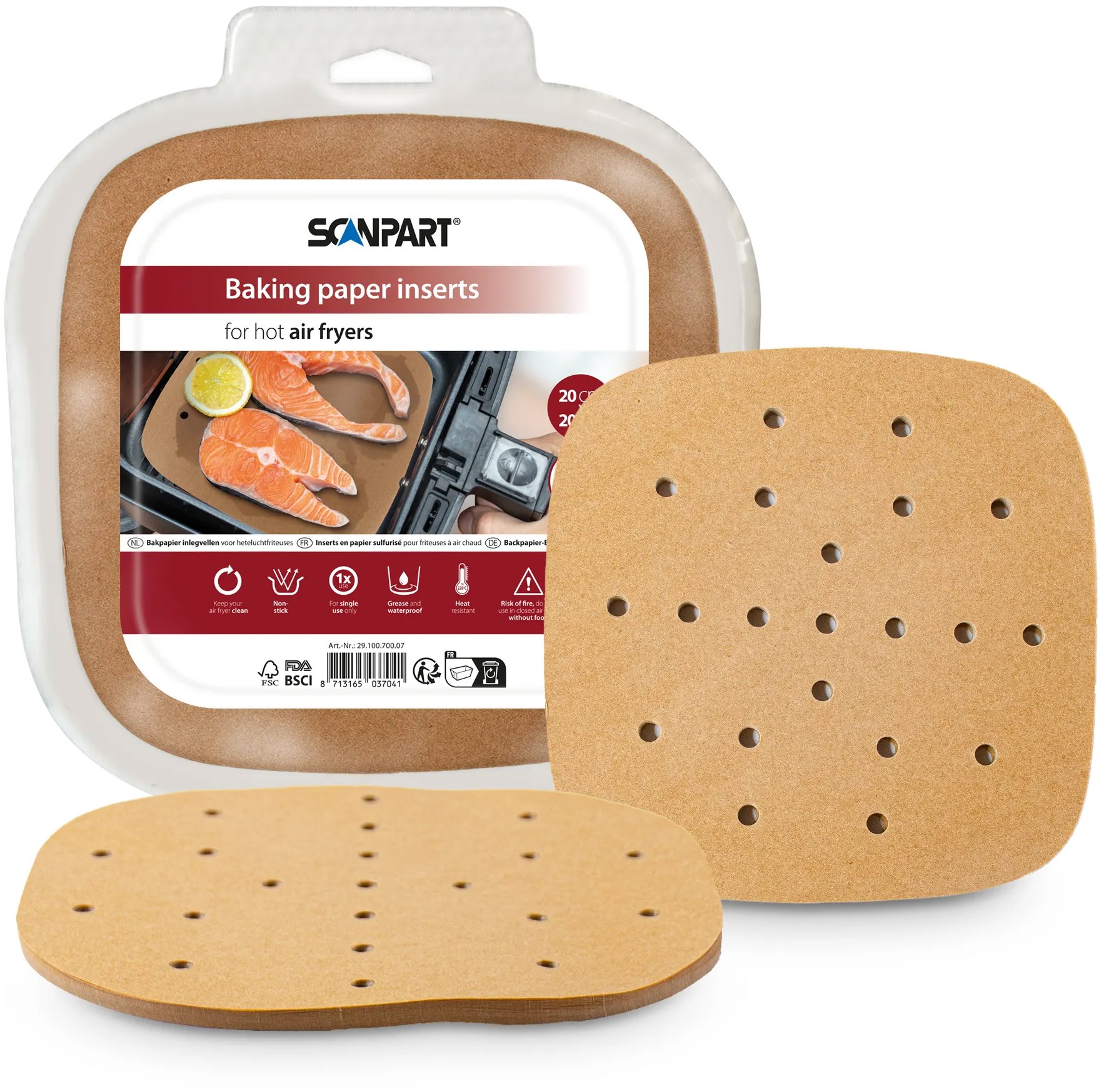 ScanPart Perforovaný Papír do horkovždušných fritéz 20 × 20 cm 100 ks