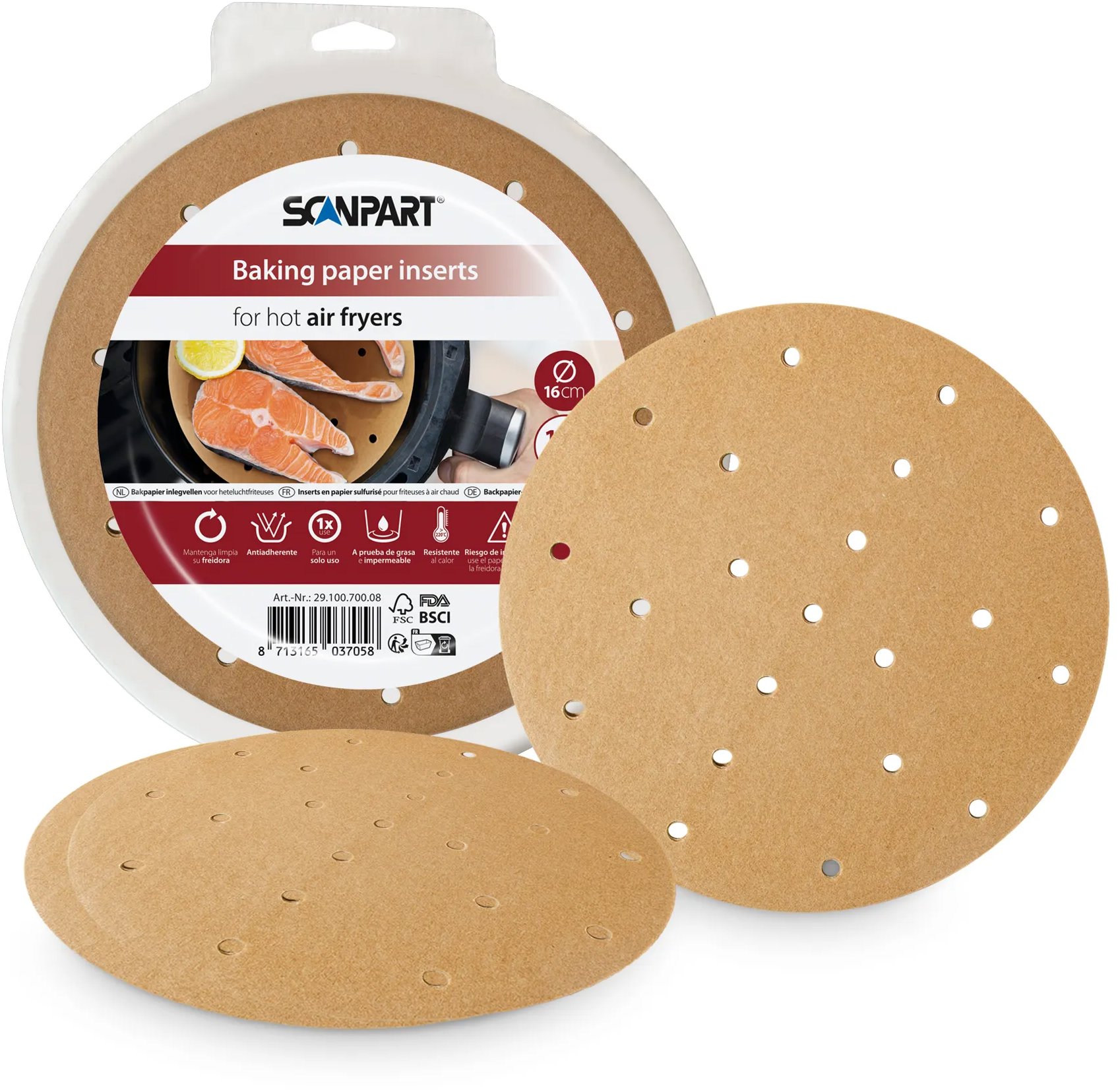 ScanPart Perforovaný Papír do horkovždušných fritéz 16 cm 100 ks