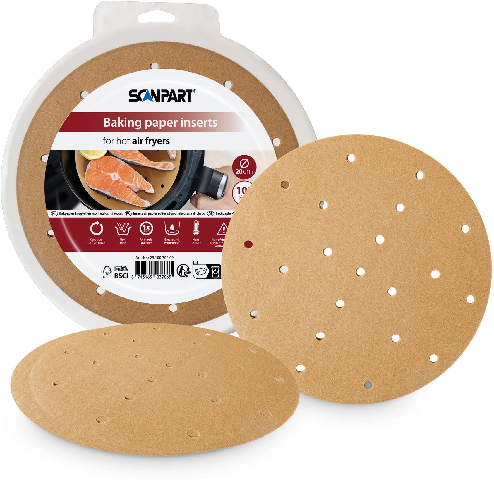 ScanPart Perforovaný Papír do horkovždušných fritéz 20 cm 100 ks