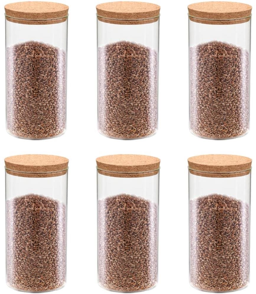 Skleněné dózy s korkovým víčkem 6 ks 1400 ml