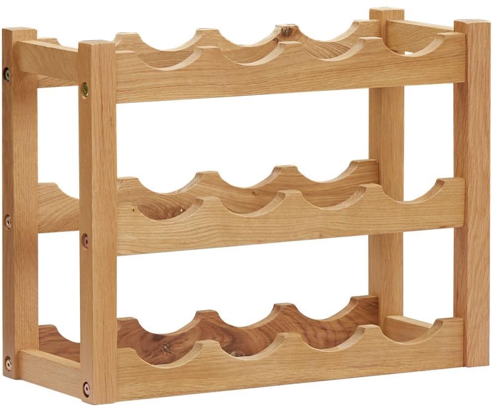 Stojan na víno na 12 lahví 47 × 21 × 36 cm masivní dubové dřevo