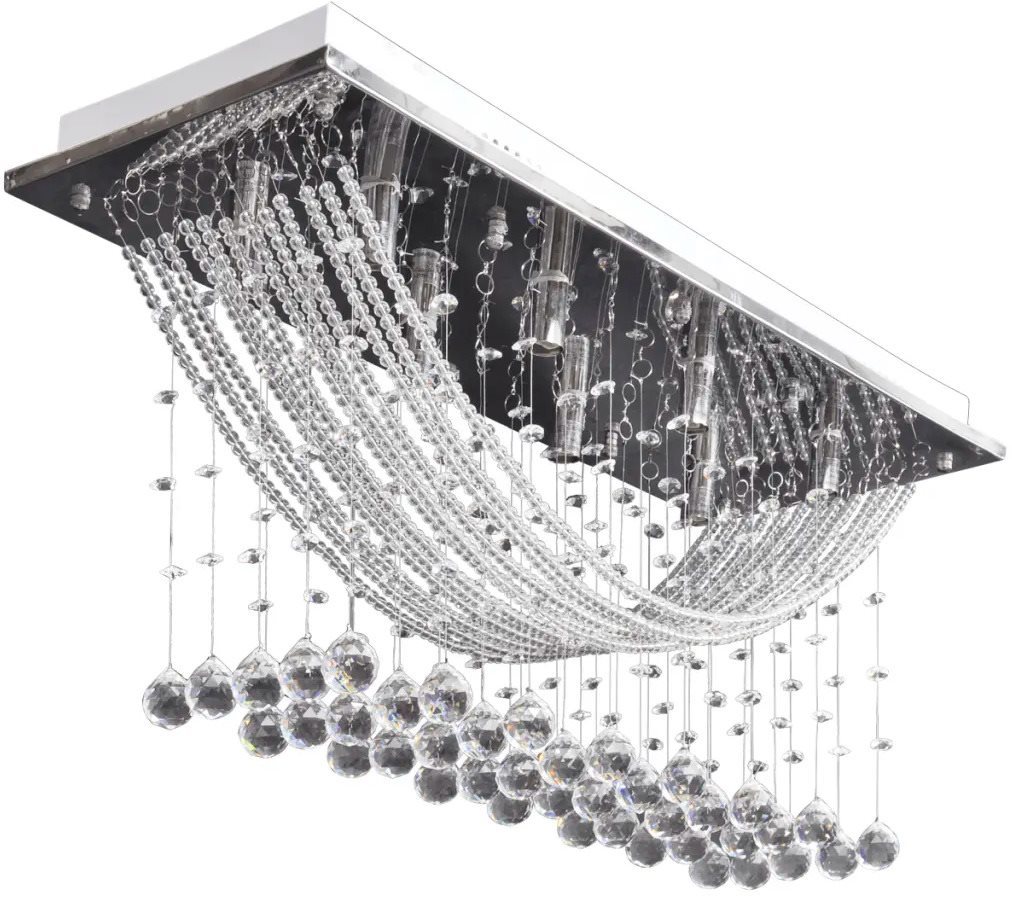 Bílé stropní svítidlo s křišťálovými ověsky, pro 8 žárovek G9, 29 cm
