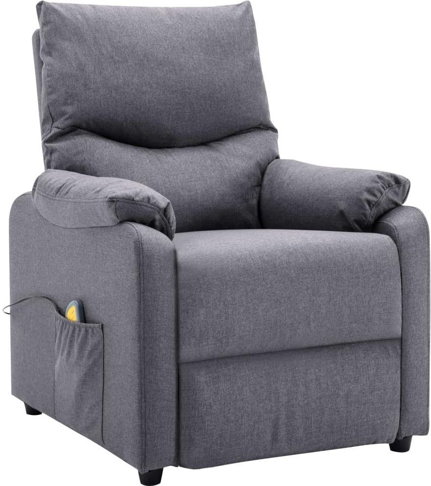 Masážní polohovací křeslo světle šedé textil