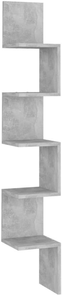 Nástěnná rohová police betonově šedá 20×20×127,5 cm dřevotříska