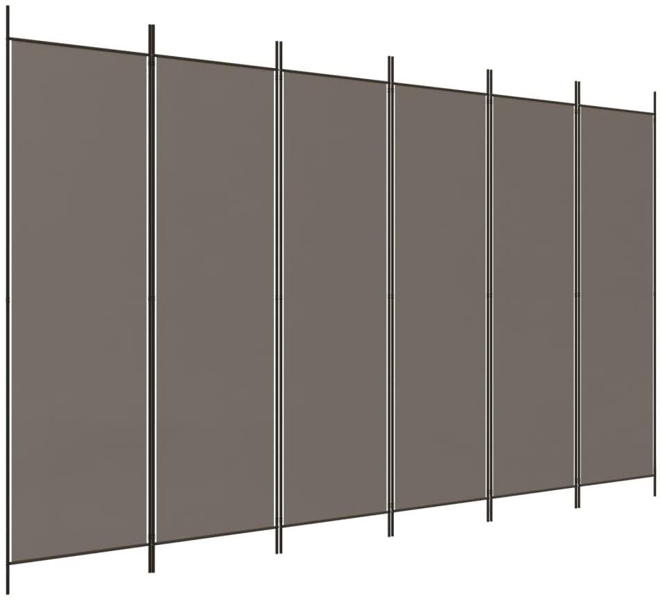 6dílný paraván antracitový 300×200 cm textil