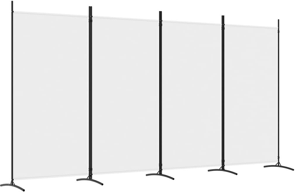 4dílný paraván bílý 346×180 cm textil
