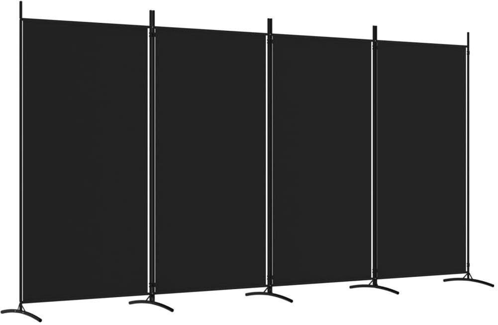 4dílný paraván černý 346×180 cm textil