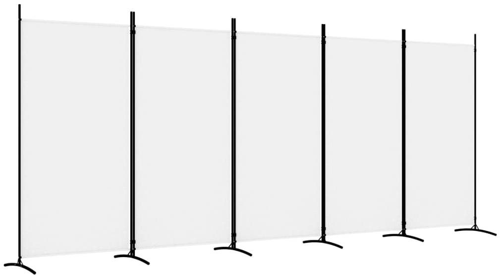 5dílný paraván bílý 433×180 cm textil