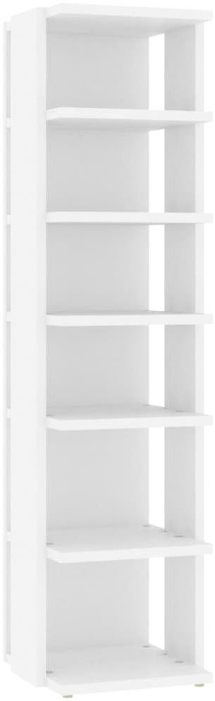 Bílý botník SHUMEE s rozměry 25 x 27 x 102 cm.