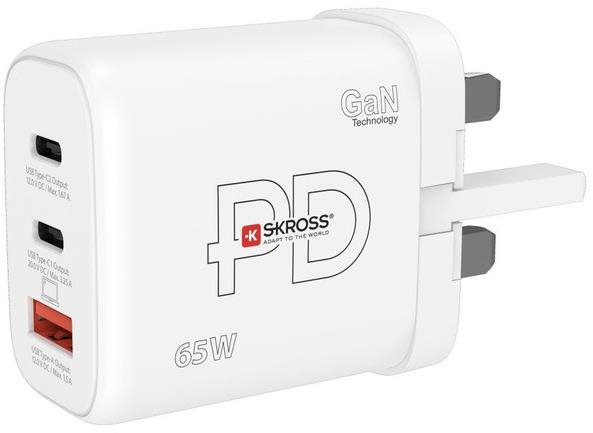 SKROSS USB A+C Power charger 65W GaN UK, Power Delivery, typ G
