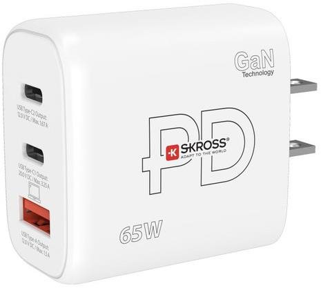 SKROSS USB A+C Power charger 65W GaN US, Power Delivery, typ A