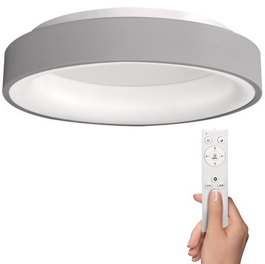 Solight LED stropní světlo kulaté Treviso, 48W, 2880lm, stmívatelné, dálkové ovládání, šedá