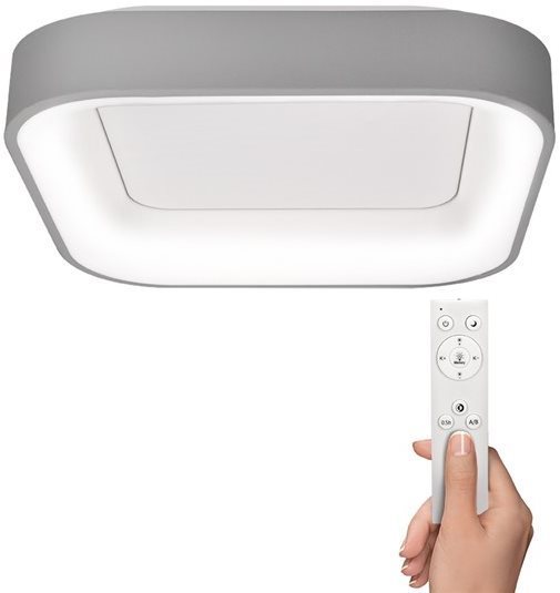 Solight LED stropní světlo čtvercové Treviso, 48W, 2880lm, stmívatelné, dálkové ovládání, šedá