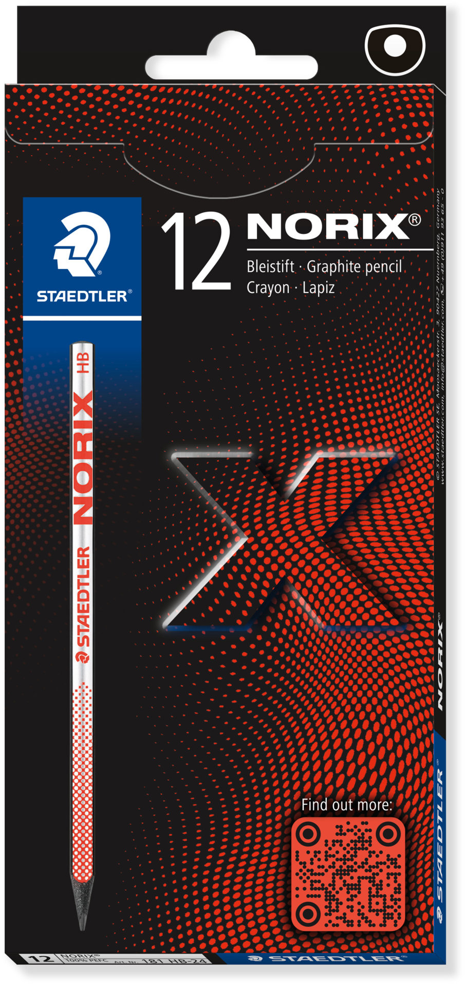 STAEDTLER Norix 181, HB, červená - balení 12 ks
