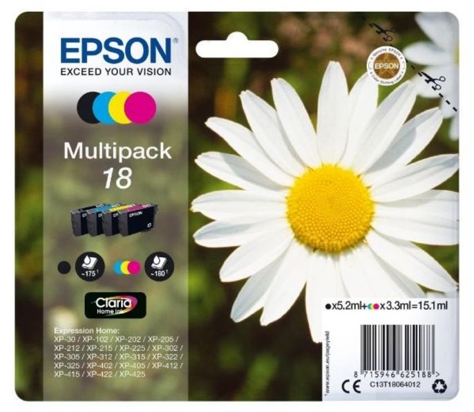 Epson T1806 multipack - čtyři inkoustové kazety pro tiskárny