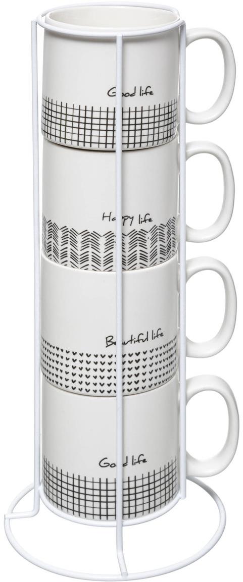 Secret de Gourmet, Keramické šálky na stojanu LIFE, 240 ml, 4 ks