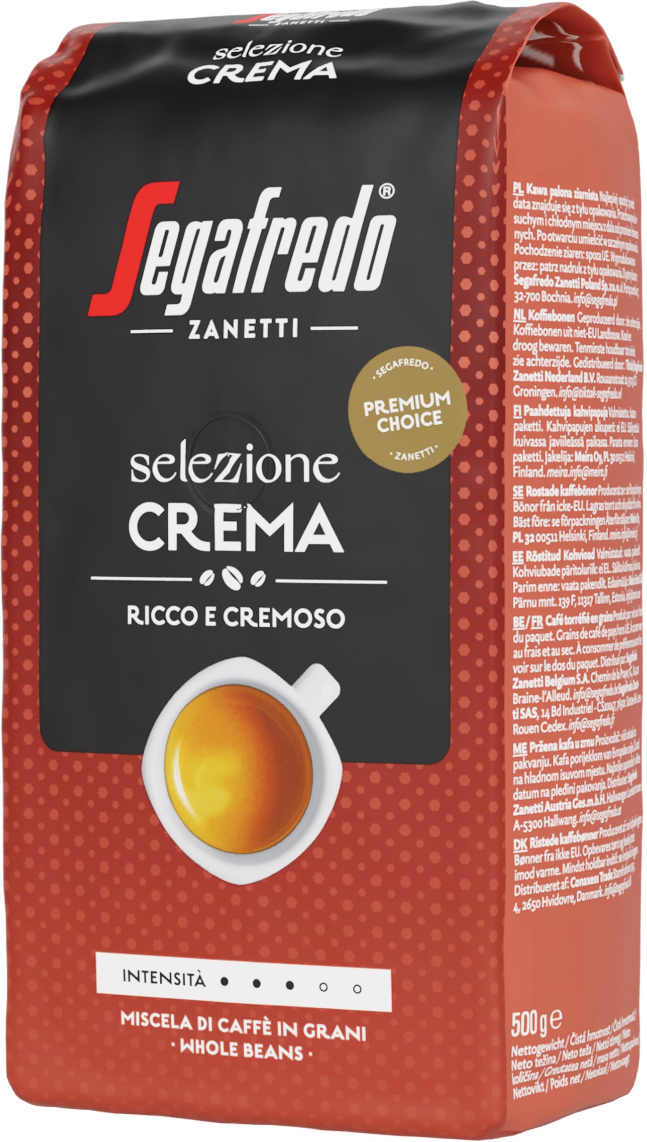 Segafredo Selezione Crema, zrnková káva, 500g
