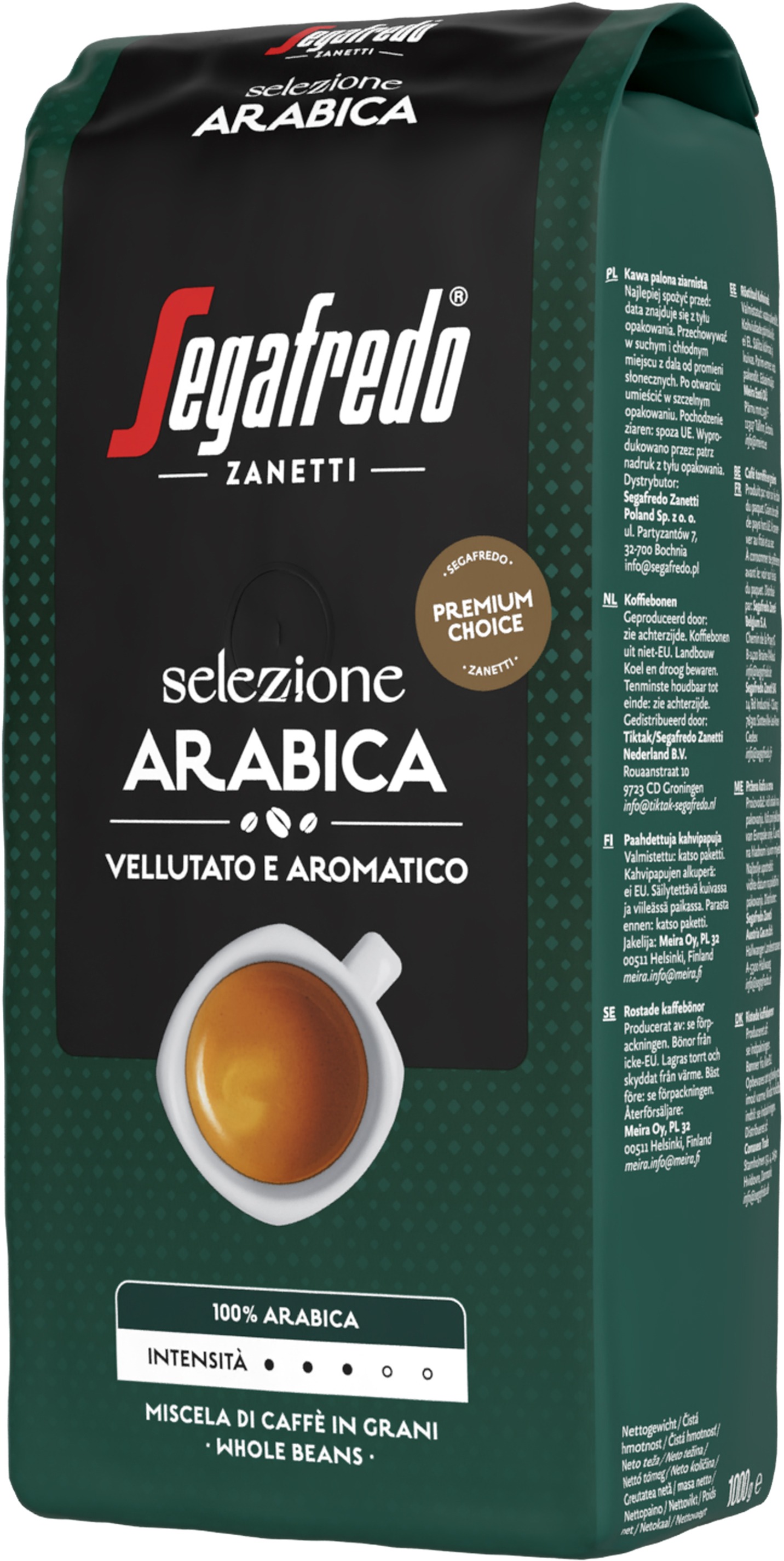 Segafredo Selezione Arabica, zrnková káva, 1000g