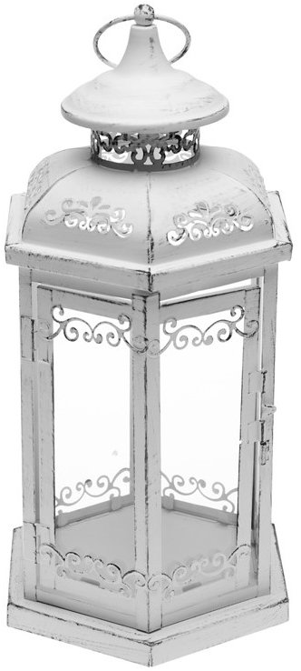 SEIZIS Lucerna hexagon, kov, 36 cm, bílá