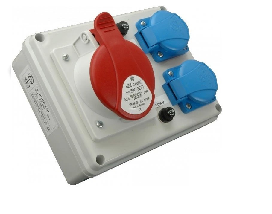 SEZ-CZ Minizásuvková rozvodnice Praktik, IP 54, 1 × 3243, 2 × 230 V