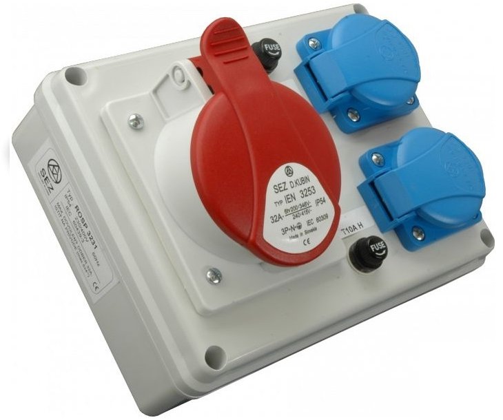 SEZ-CZ Minizásuvková rozvodnice Praktik, IP 54, 1 × 3253, 2 × 230 V