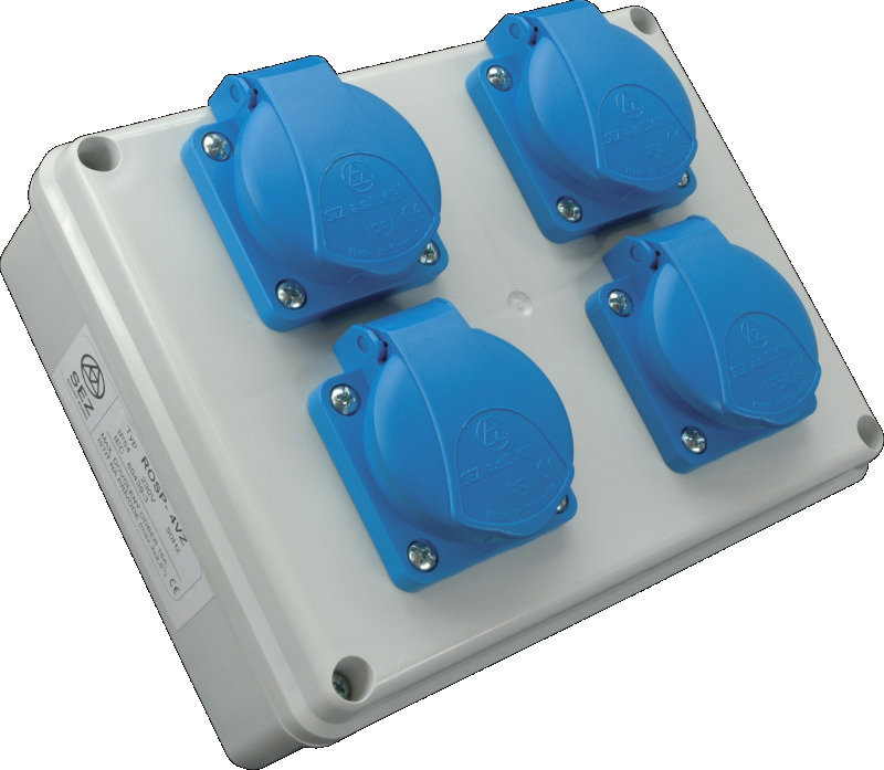 SEZ-CZ Minizásuvková rozvodnice Praktik, IP 54, 4 × 230 V, 16 A