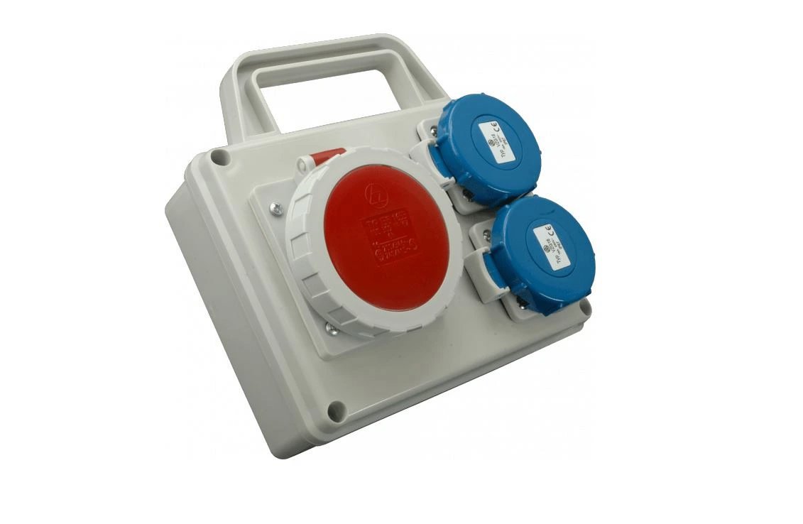 SEZ-CZ Minizásuvková rozvodnice Praktik, IP 67, 1 × 3243, 2 × 230 V s držákem