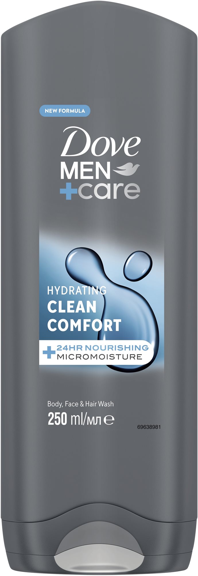 DOVE Men+Care Hydrating Clean Comfort 2v1 Sprchový gel 250 ml