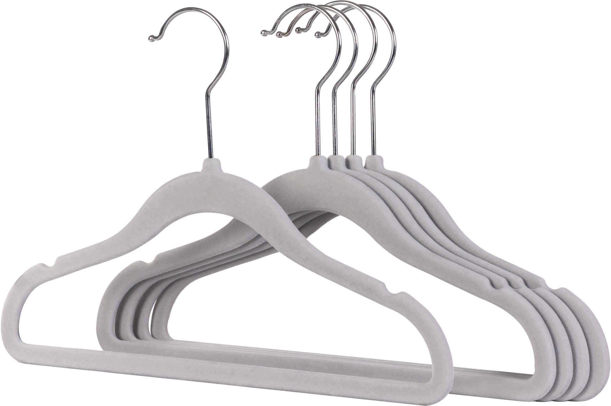 Siguro Sada dětských plastových ramínek Velvet Line, šedé, 5 ks