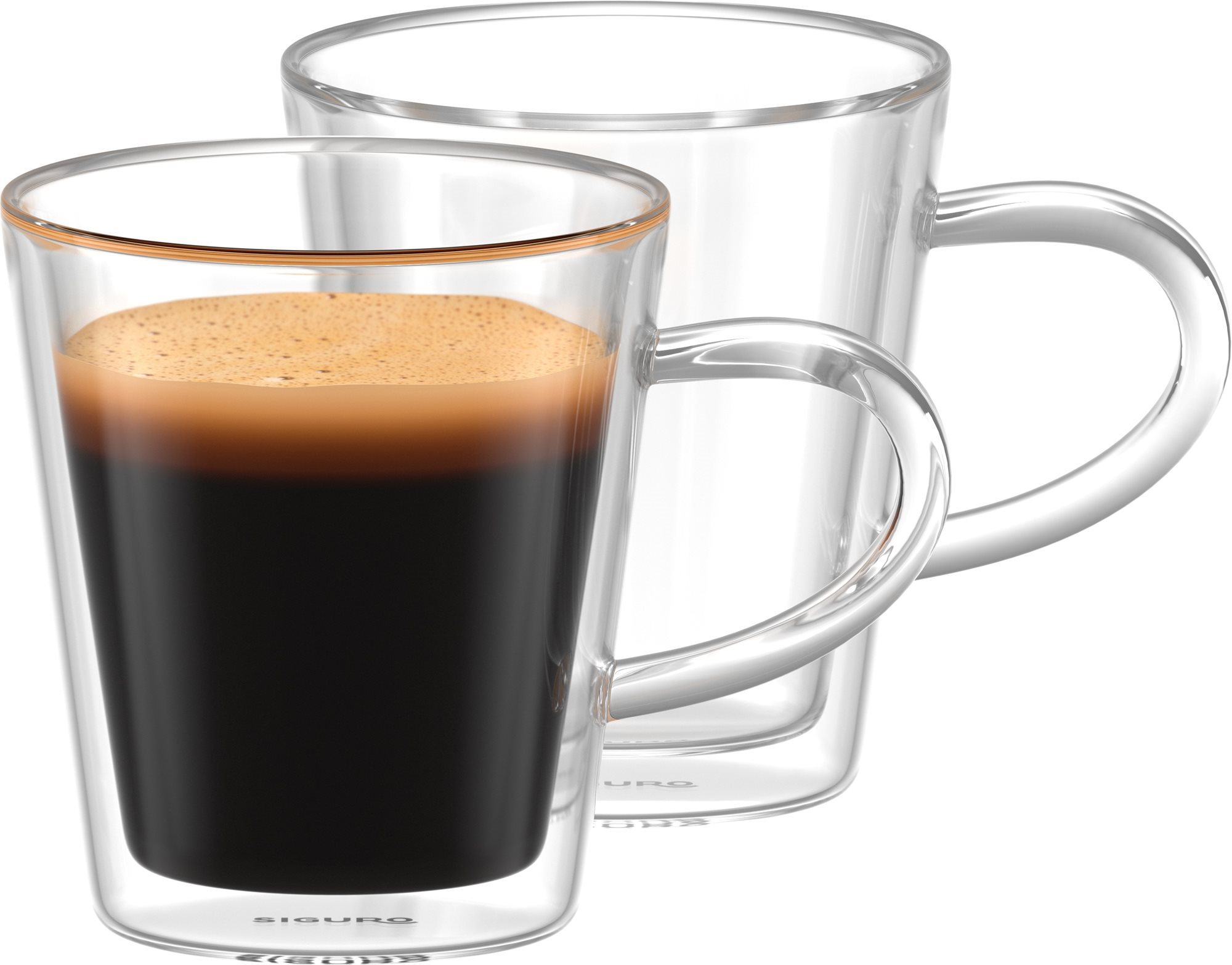 Siguro Hrnek z dvoustěnného skla Lungo, 200 ml, 2 ks