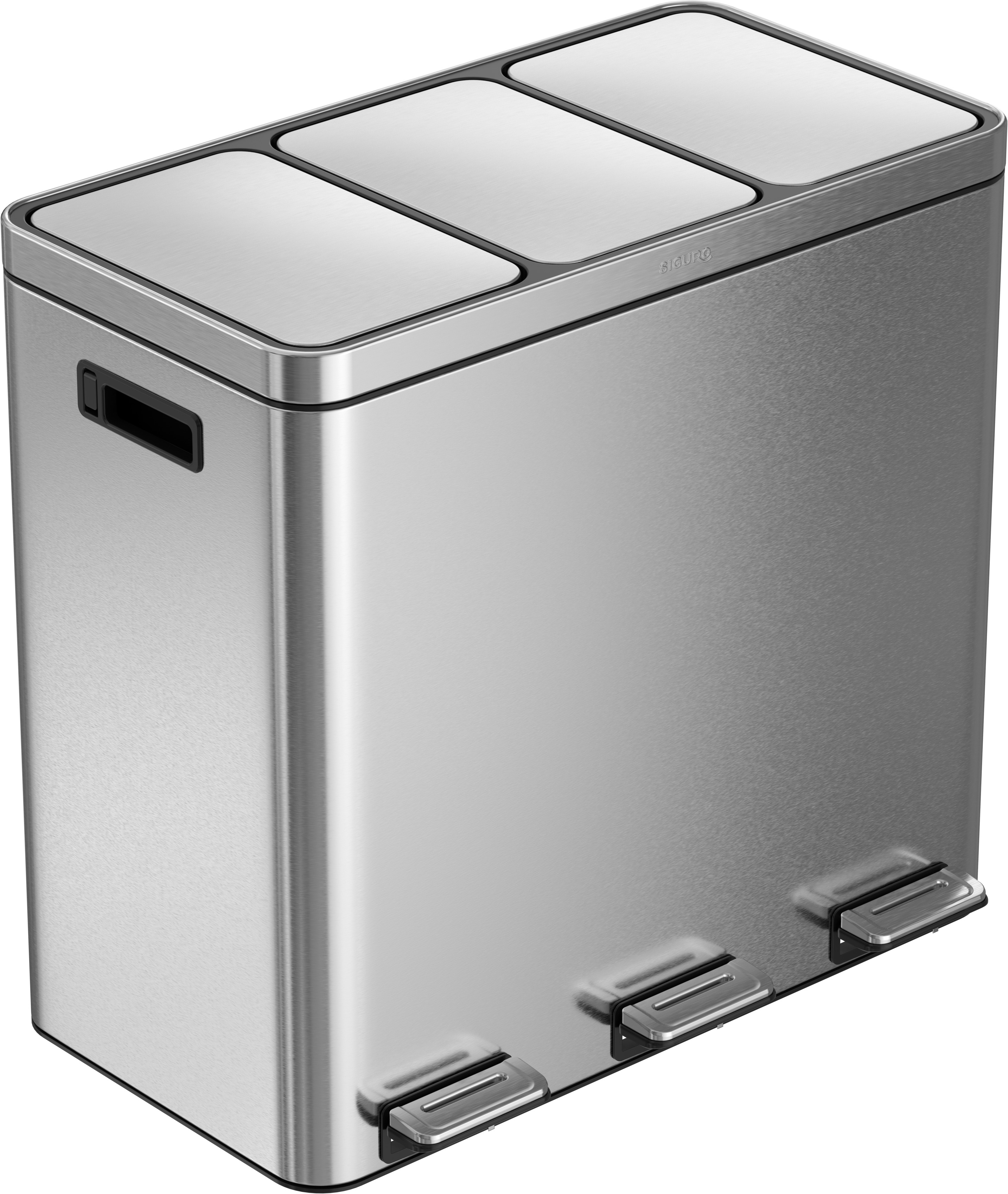 Siguro Odpadkový koš SmartSort stříbrný, 3 nádoby na tříděný odpad, 3 x 20 l