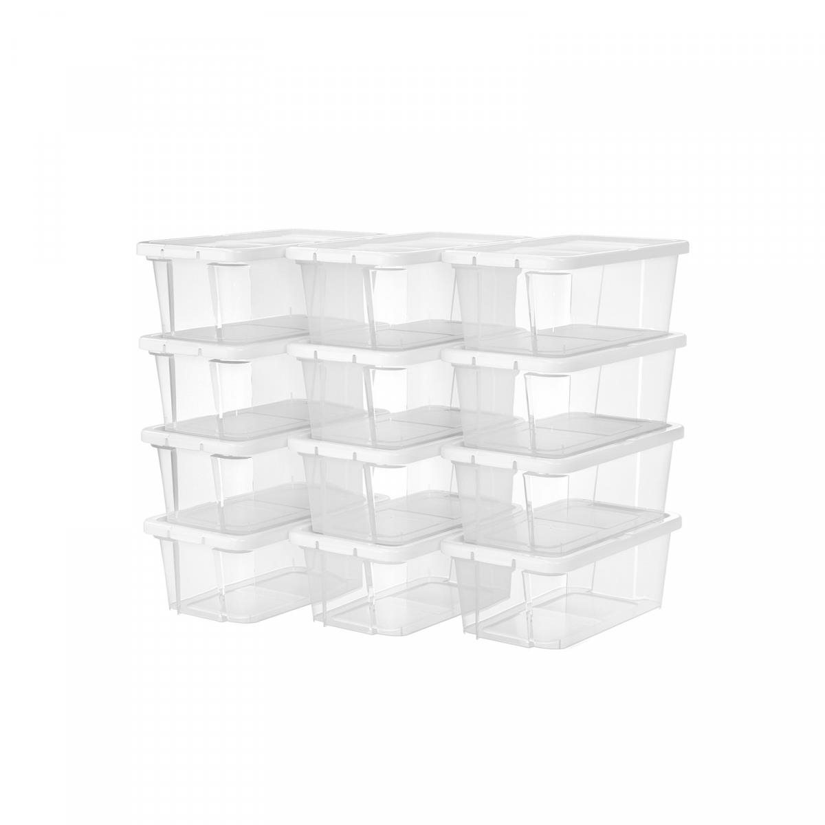 Songmics Boxy průhledné sada 12 ks, víko bílé
