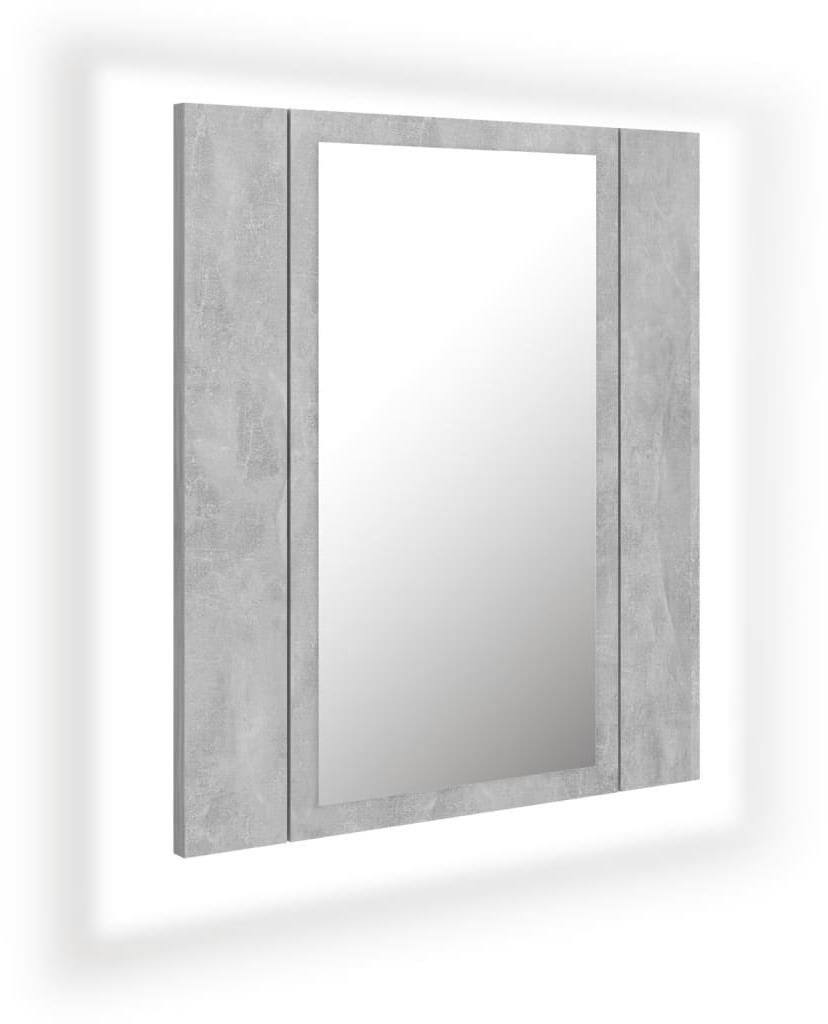 Shumee LED Koupelnová skříňka se zrcadlem - betonově šedá, 40 × 12 × 45 cm
