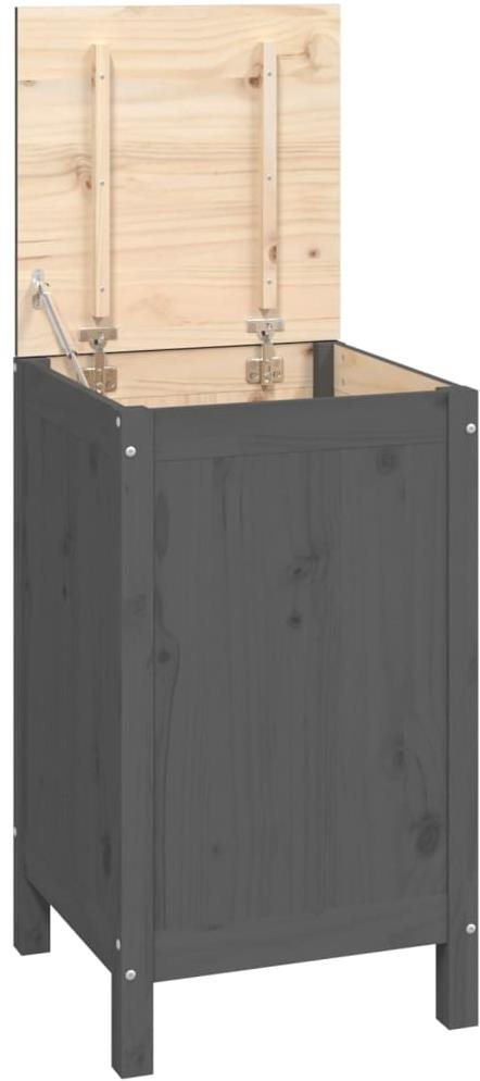 Shumee Box na prádlo, 44 × 44 × 76 cm, masivní borové dřevo, šedý
