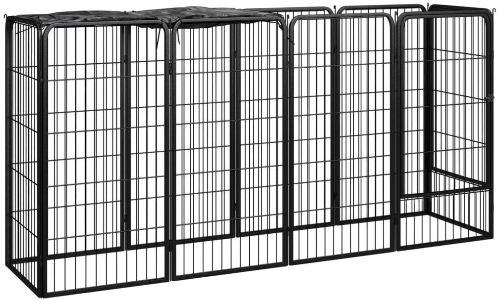 Shumee 10panelová ohrádka pro psy černá 50 × 100 cm práškovaná ocel