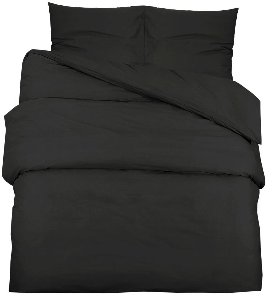 Shumee Sada ložního prádla 1+2 černá 200 × 220 cm mikrovlákno, bez potisku, polštáře 80 × 80 cm