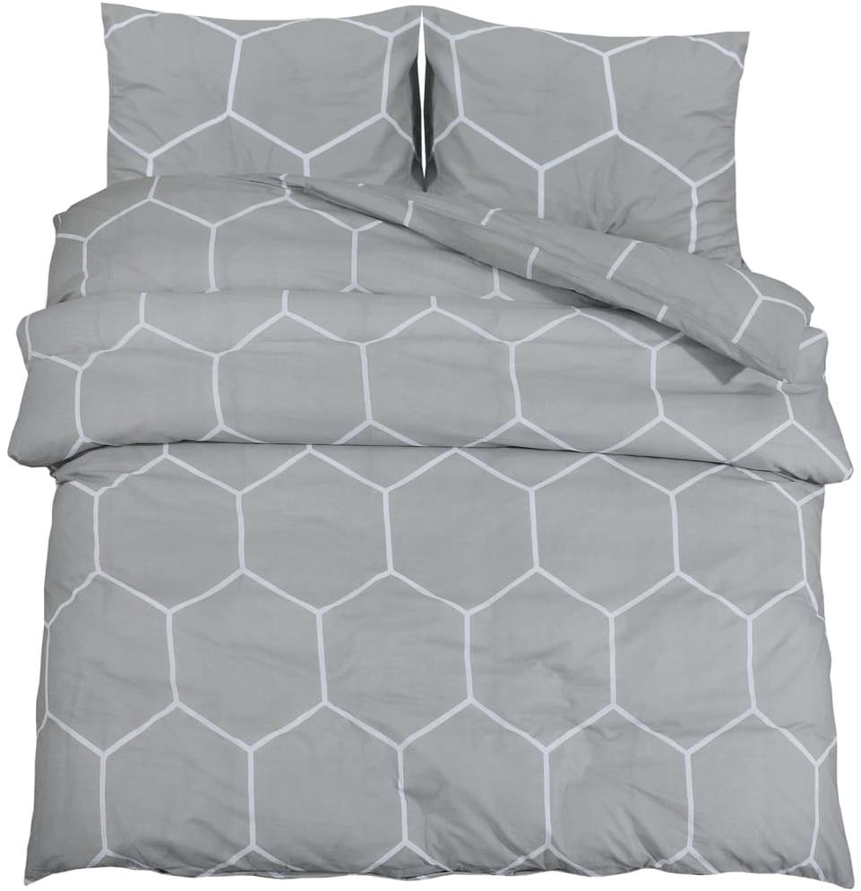 Shumee Sada ložního prádla 1+2 šedá 200 × 200 cm bavlna, plástve, polštáře 50 × 75 cm