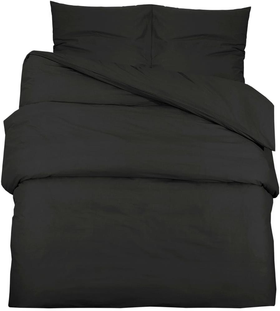 Shumee Sada ložního prádla 1+2 černá 260 × 240 cm mikrovlákno, bez potisku, polštáře 65 × 65 cm