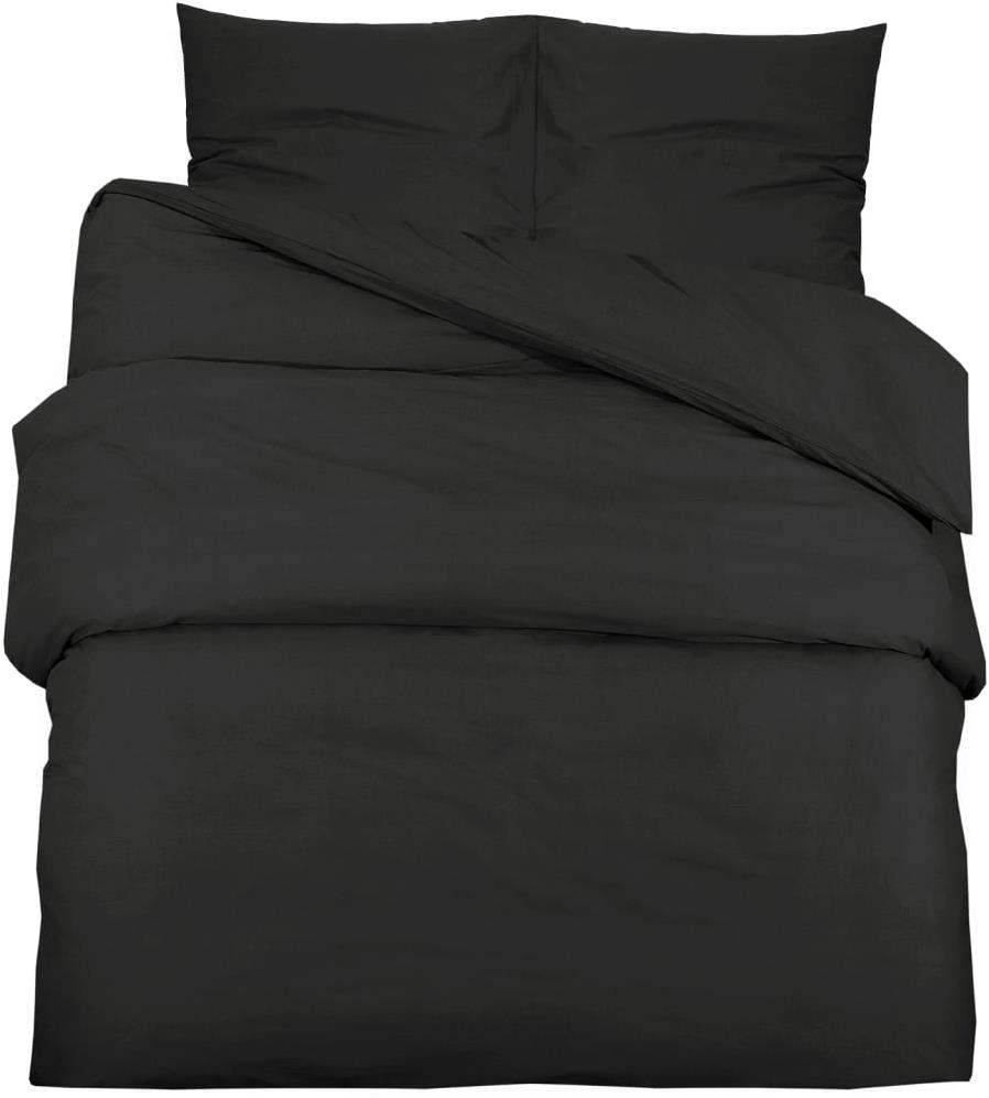 Shumee Sada ložního prádla 1+2 černá 200 × 200 cm bavlna, bez potisku, polštáře 65 × 65 cm