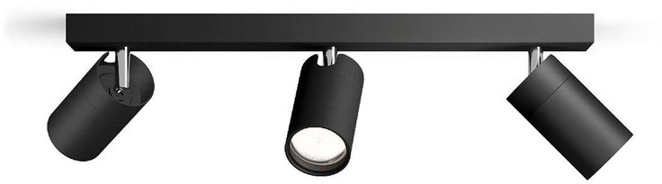Signify Commercial Idris bodové koupelnové svítidlo 3 × GU10, 5 W, bez zdroje, 44 cm, IP44, černé