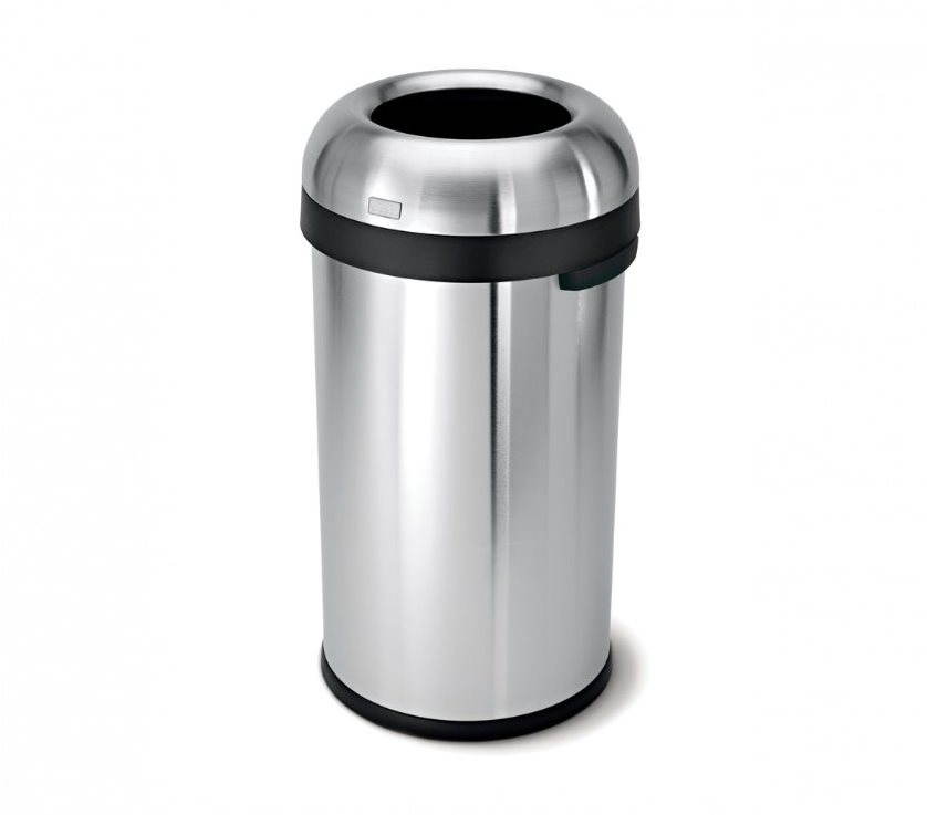 Simplehuman Koš na odpadky 60l, tvar kulky, otevřený, matná ocel