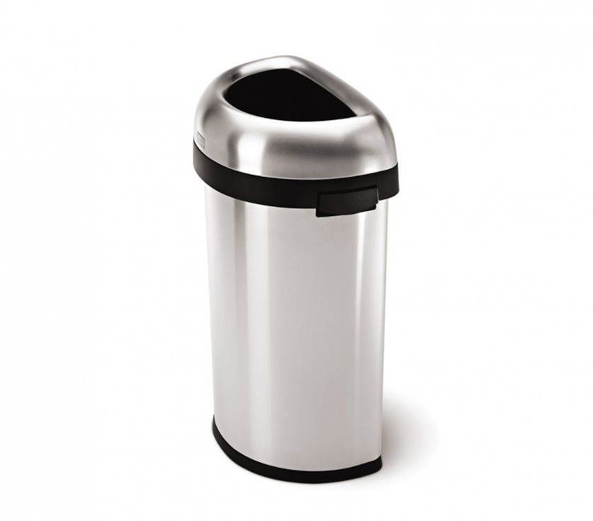 Simplehuman Koš na odpadky 60l, půlkulatý, otevřený, matná ocel