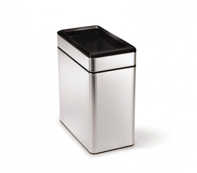 Simplehuman Koš na odpadky 10l, hranatý, otevřený, matná ocel