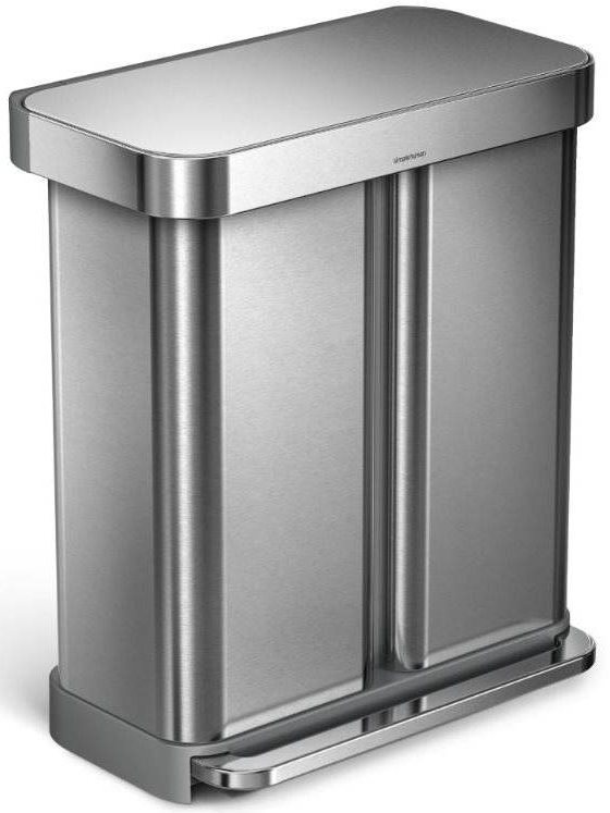 Simplehuman Pedálový koš na tříděný odpad 58l, matná ocel, FPP