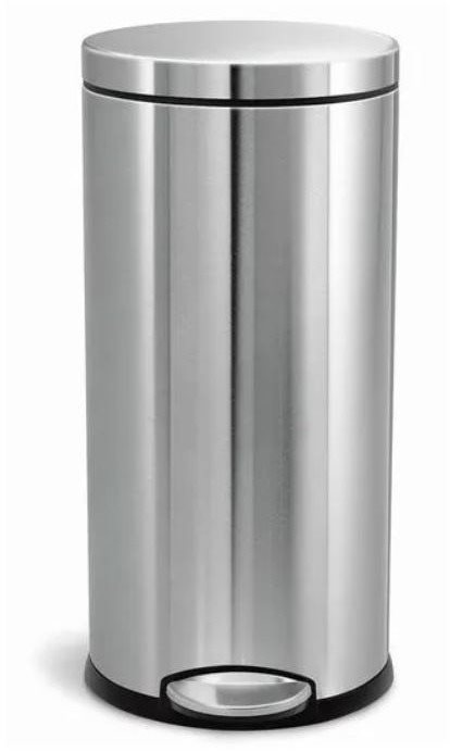 Simplehuman Pedálový koš 30l, kulatý, matná ocel, FPP