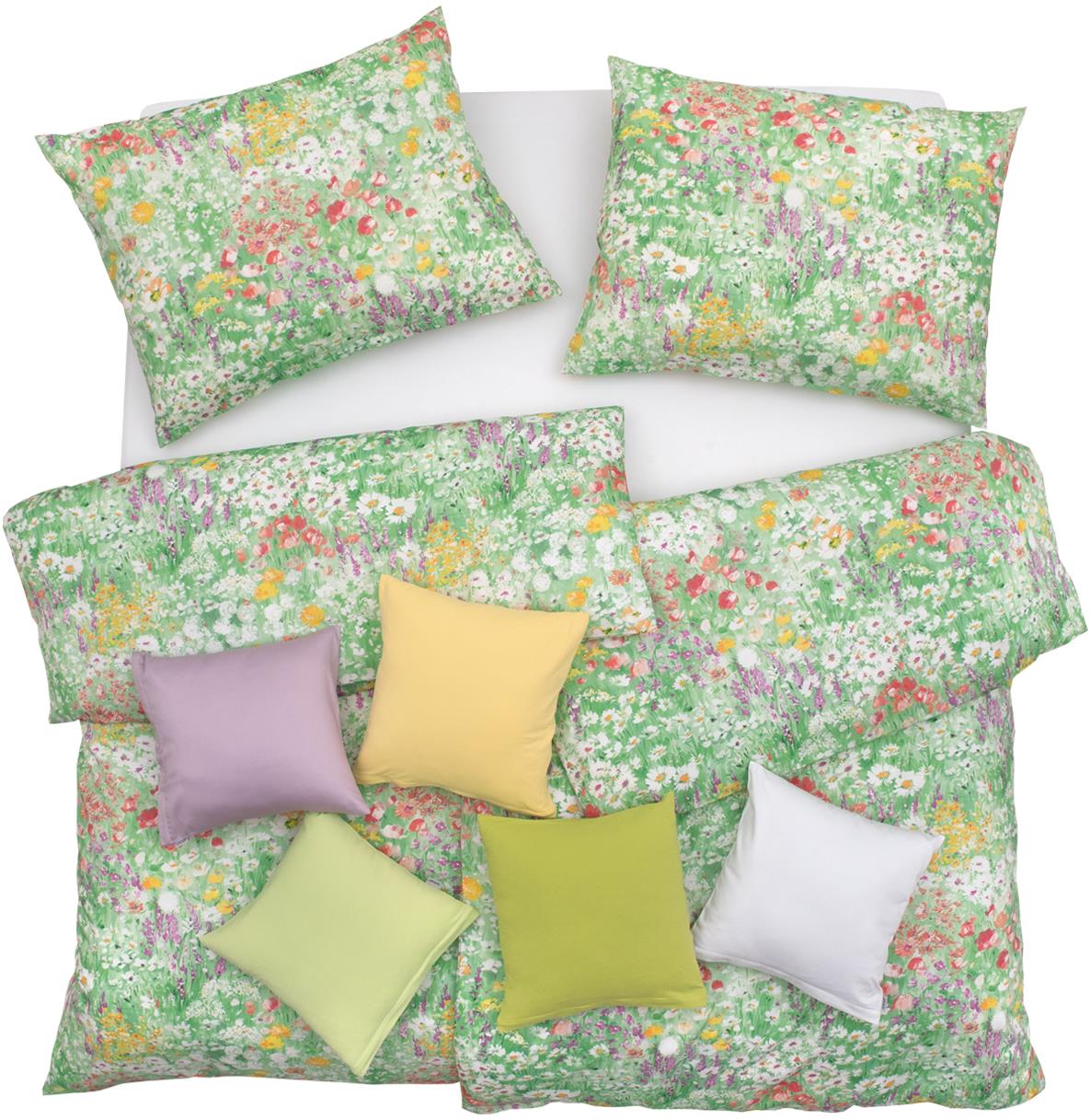 SCANquilt povlečení SATÉN DESIGN summer dream zelená 140 × 200/70 × 90 cm