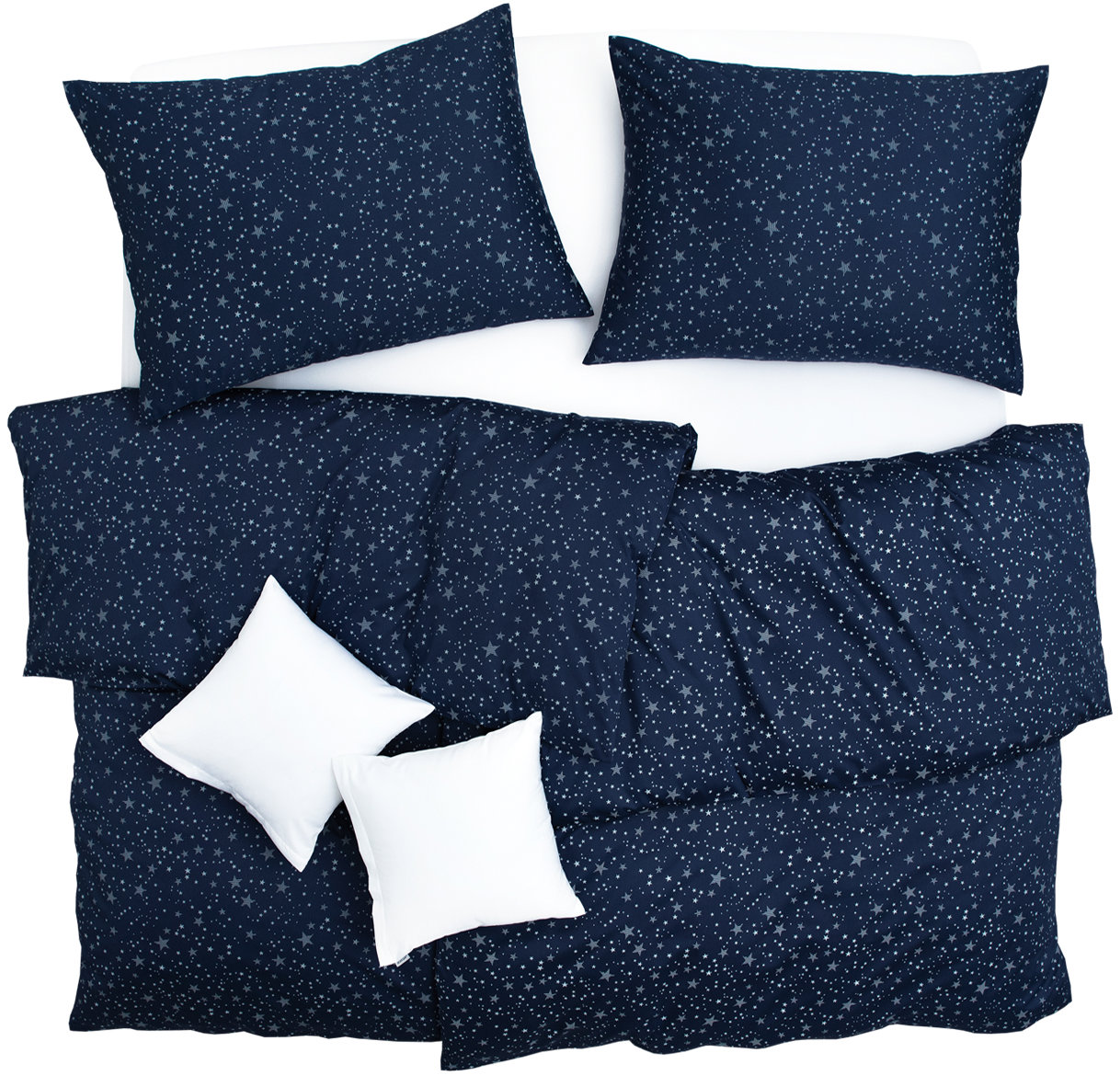 SCANquilt povlečení SATÉN PLUS hvězdičky modrobílá 140 × 200/70 × 90 cm
