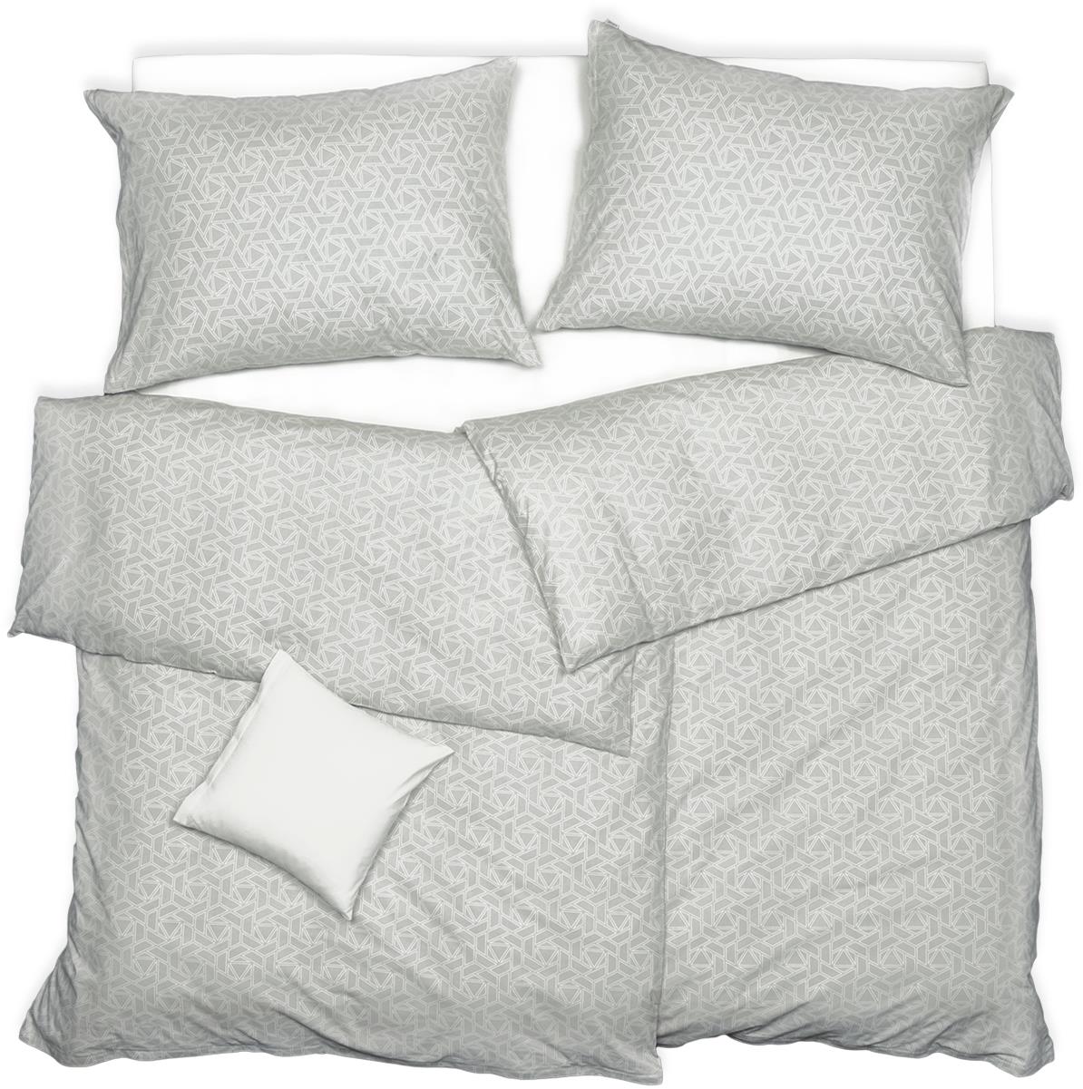 SCANquilt povlečení KLASIK fragments šedobílá 140 × 220/70 × 90 cm